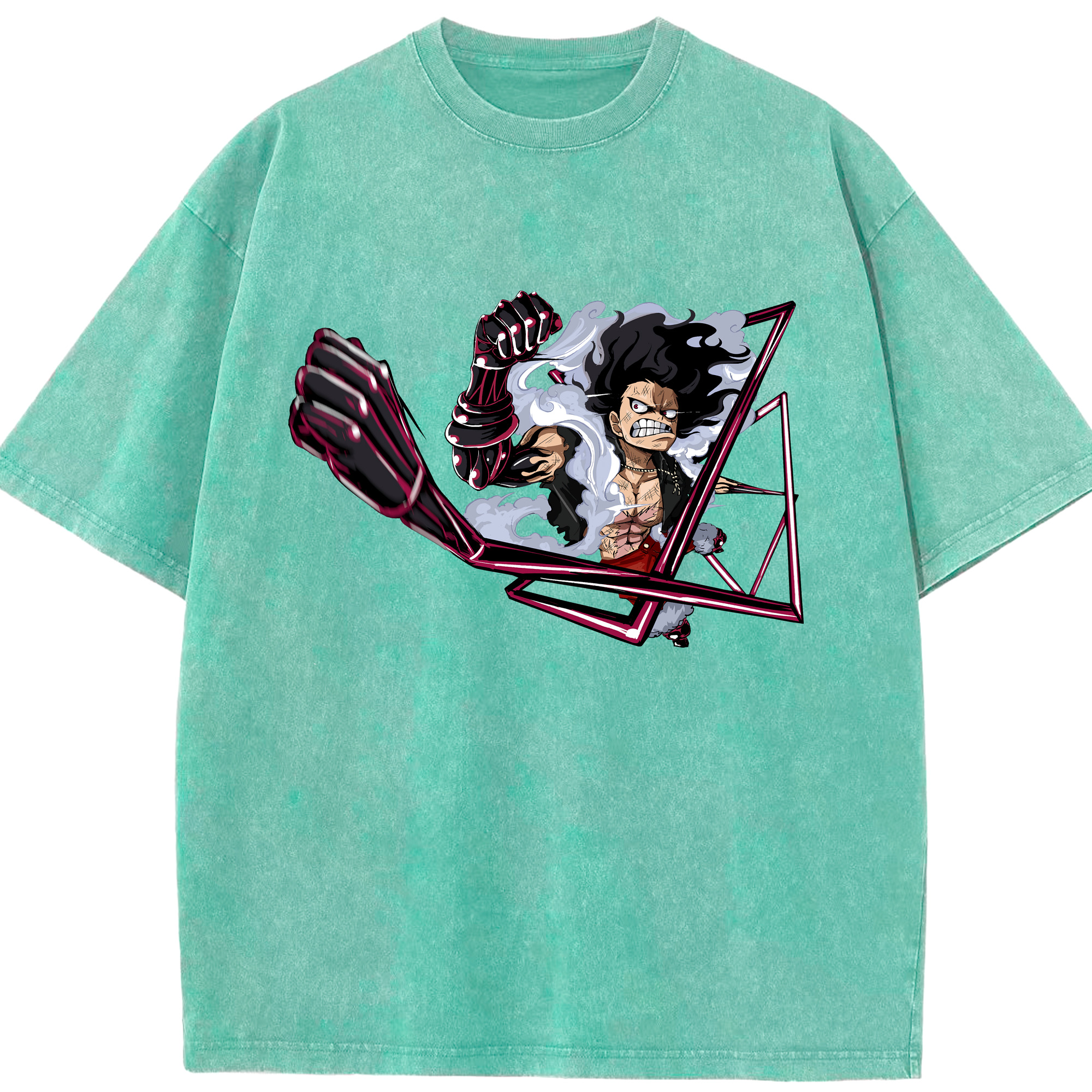 ワンピース モンキー・D・ルフィ ONE PIECE Monkey D. Luffy 綿100% ヴィンテージ風 半袖Tシャツ（フロントプリント）